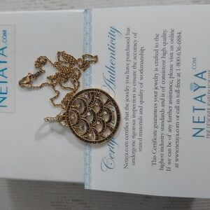 Vintage Netaya 10kty Round Crystal dangle Movement Pendant Necklace